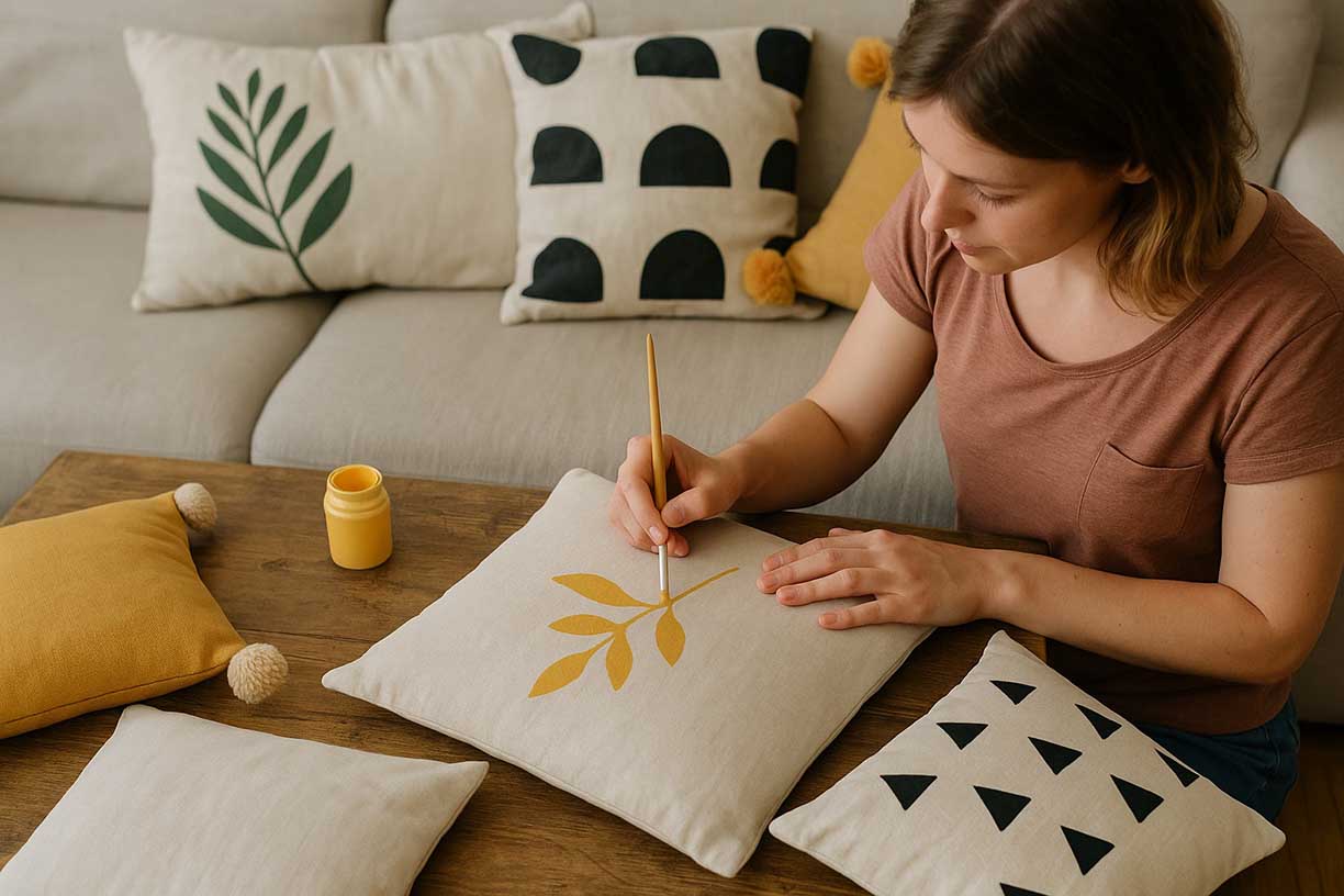 coussins avec des motifs faits main