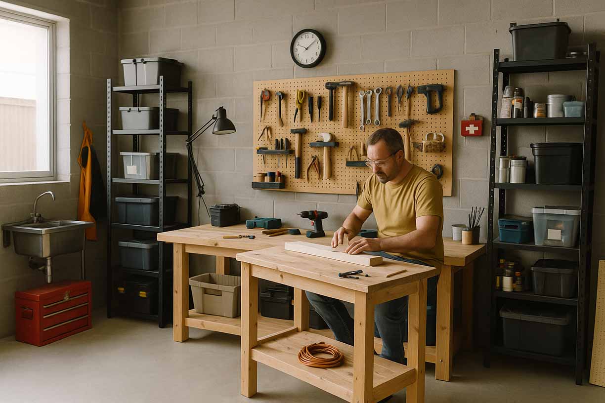 atelier de bricolage ou de création dans votre garage